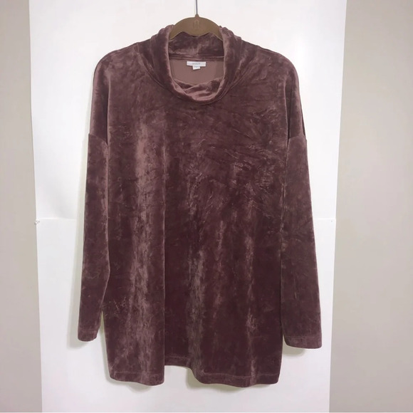 Purejill Sweater Tunic Velour L Cowl Neck Pinkish Purple Pullover Long Sleeves - Picture 8 of 9